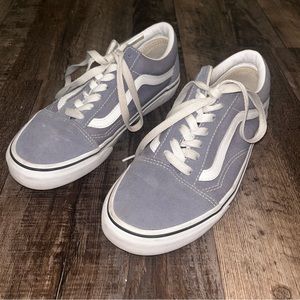 Women’s Vans Old Skool Shoe Size US 7.5 Blue and White Low Top Gently Used